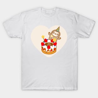 Cute Sloth Birthday Cake T-Shirt